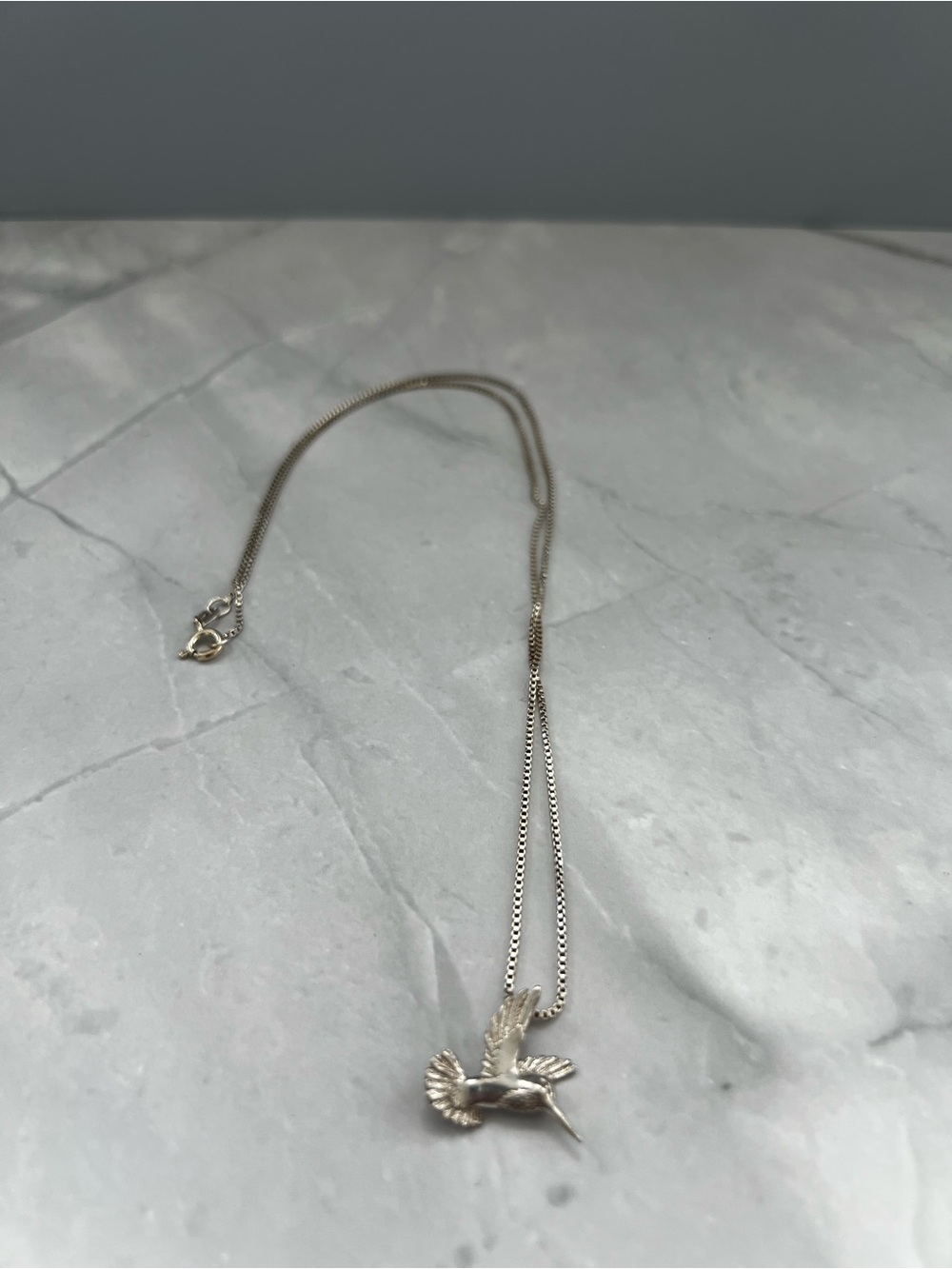 Sterling Silver Hummingbird Pendant Necklace - Elegant Silver Women’s Jewelry